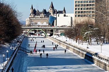 Skating on the Rideau Canal downtown Ottawa
