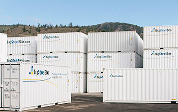 Shipping containers in BigSteelBox yard