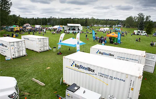 BigSteelBox storage containers in use at a festival event