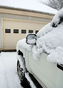 car left outside during winter